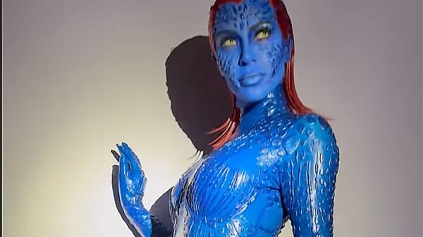 For Halloween, Kim Kardashian Donned the Enigmatic Mystique Outfit from the X-Men