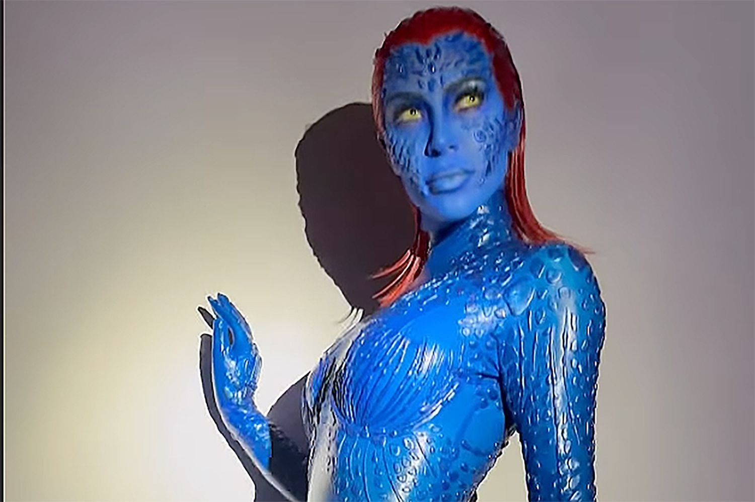 For Halloween, Kim Kardashian Donned the Enigmatic Mystique Outfit from the X-Men